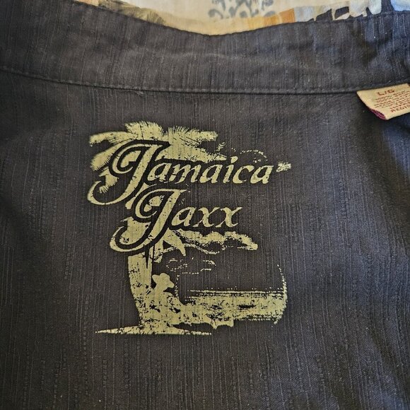 Jamaica Jaxx Hawaiian Shirt L 100% Silk Sunset Palm Tree Aloha Camp Button Front - Picture 5 of 13